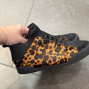 Leopard Print High-Top Sneakers